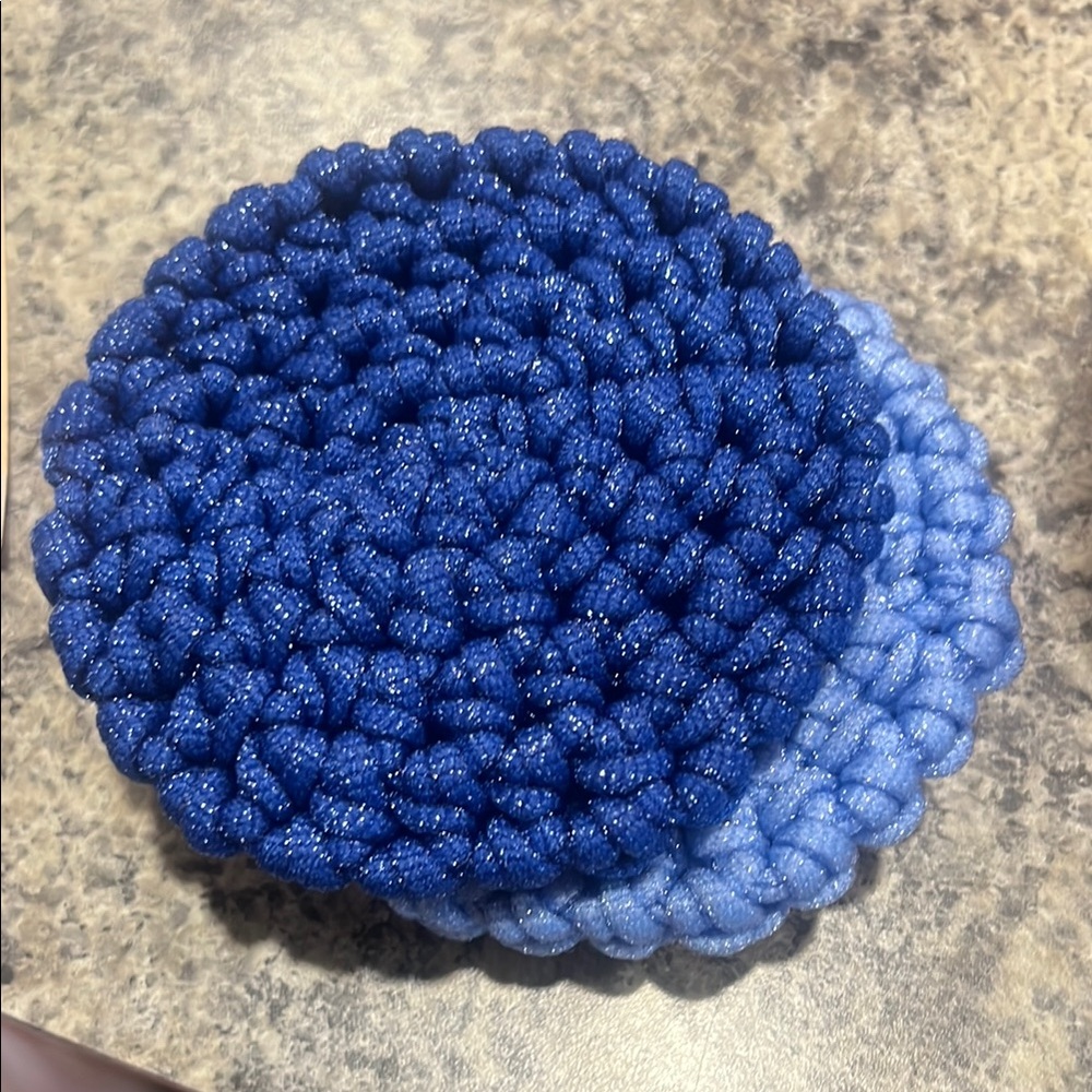 Handmade Blue Crochet Coasters